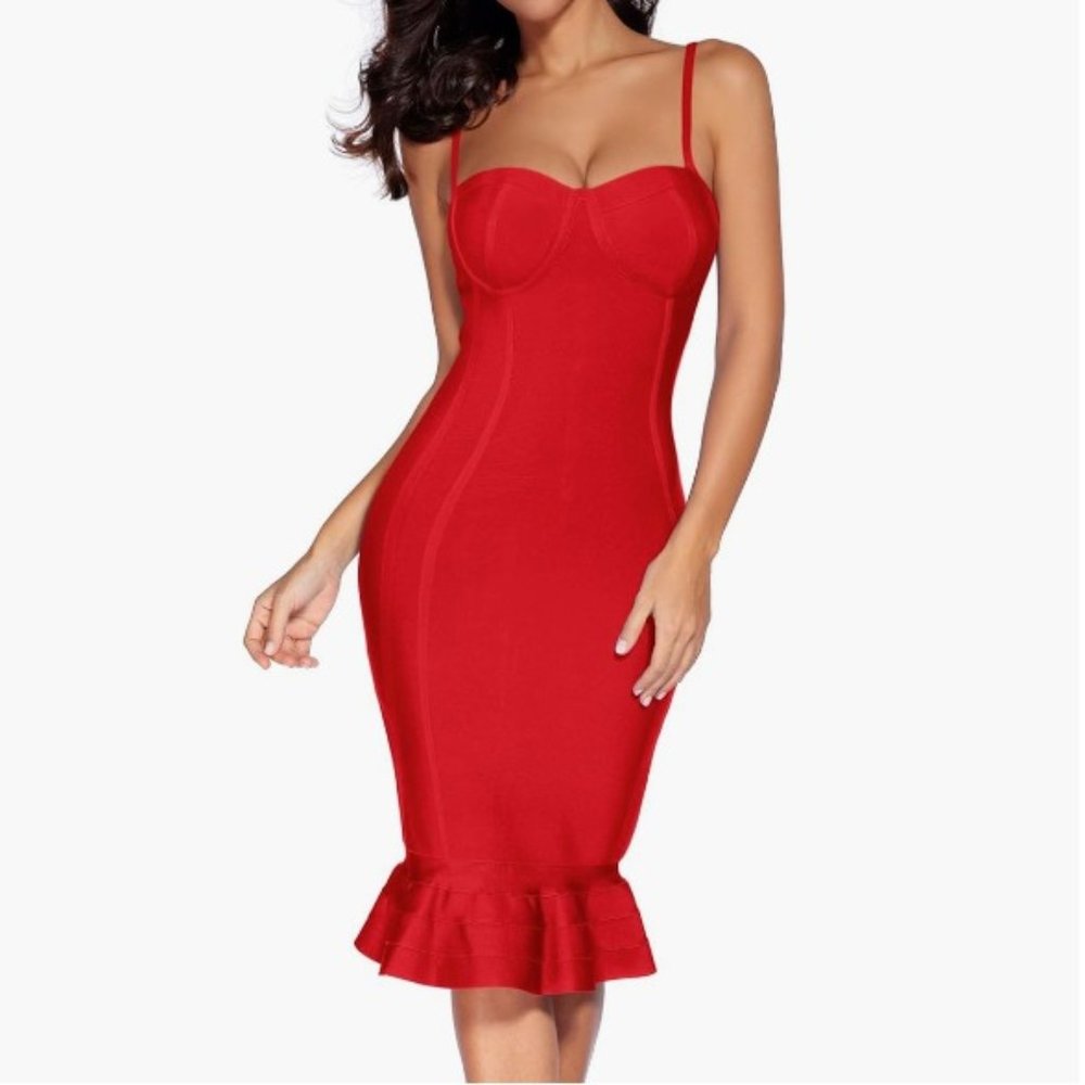 Fishtail Bandage Midi Dress